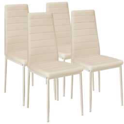 Dining Chairs - high backrest, padded, synthetic leather Cream beige 4