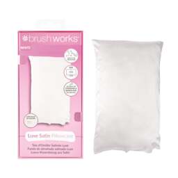 Brushworks Luxe Satin Pillowcase White 50cm x 75cm White White Standard