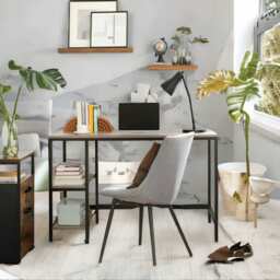 Industrial 120CM Wide Computer Desk With 2 Shelves Greige Grey