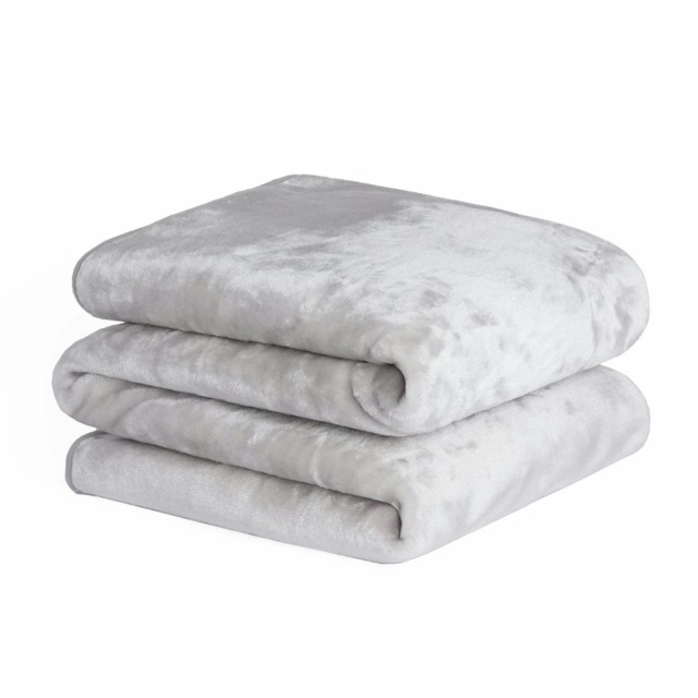 OHS Luxury Faux Fur Mink Fleece Blanket, 200x240cm - Silver