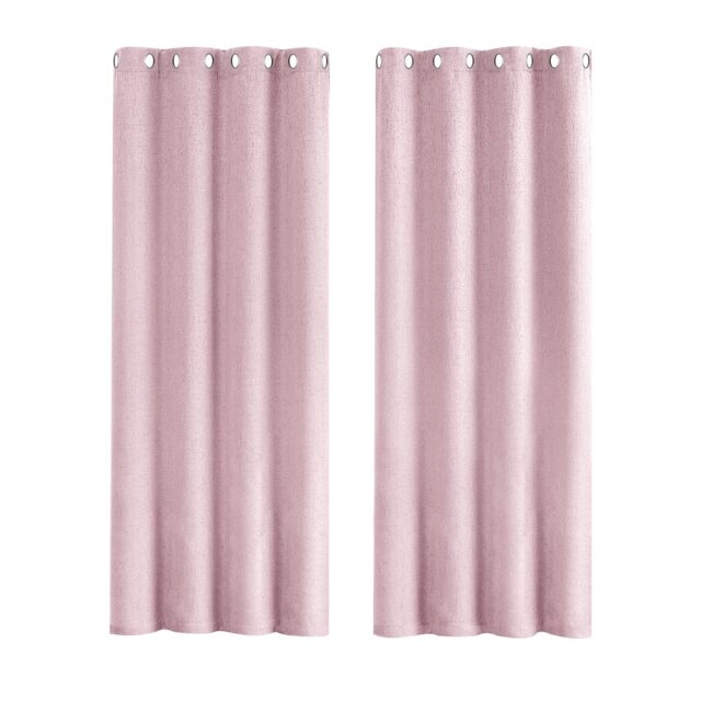 Soft Pink Lined Blackout Eyelet Curtains - 46 x 54 Inch Drop - 2 Panel Pink One Size