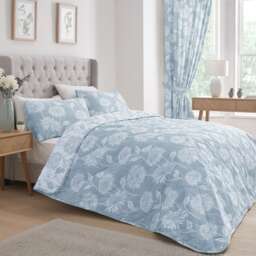 D & D Chrysanthemum Bedspread Blue