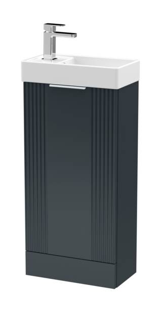 Balterley Retro Floor Standing 1 Door Cloakroom Vanity Basin Unit Grey Satin Soft Black 1