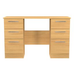 Windsor 6 Drawer Kneehole Desk in Modern Oak (Ready Assembled) Brown Modern Oak
