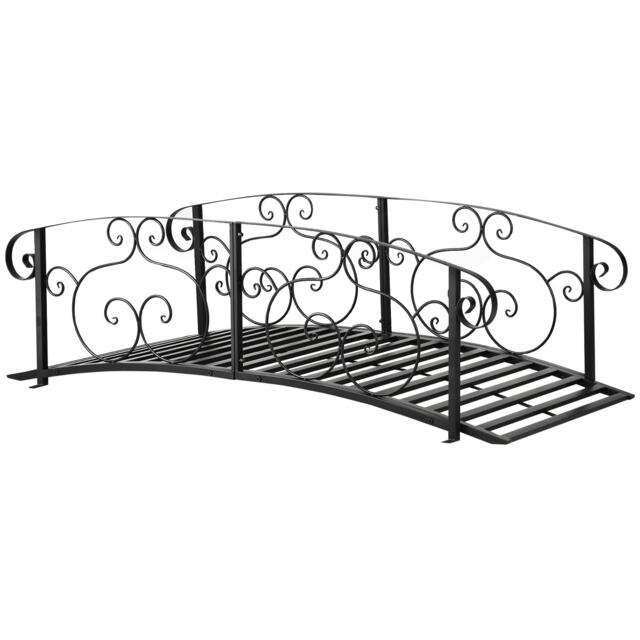 Outsunny 184cm Metal Arch Garden Garden Bridge, Black Black Matte Black 184 x 79 x 55 cm