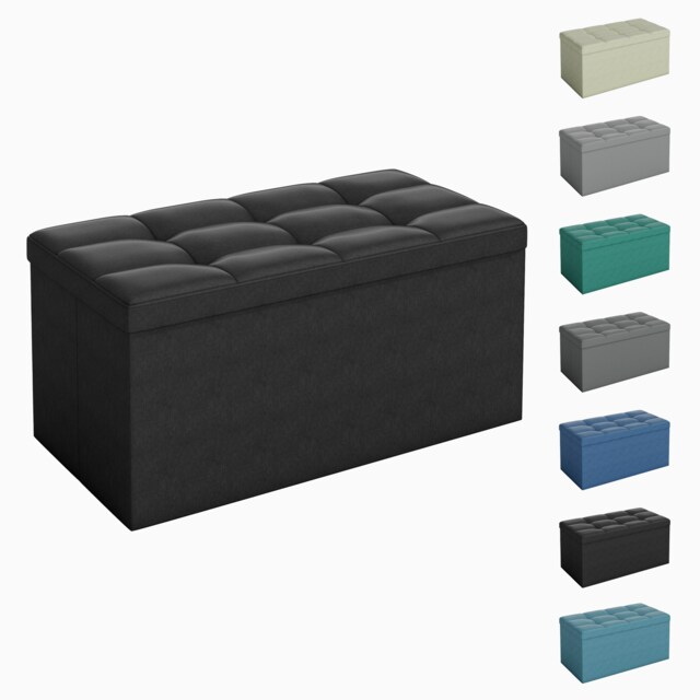 76cm Rectangular Ottoman Foldable Storage Bench Upholstered Foot Rest