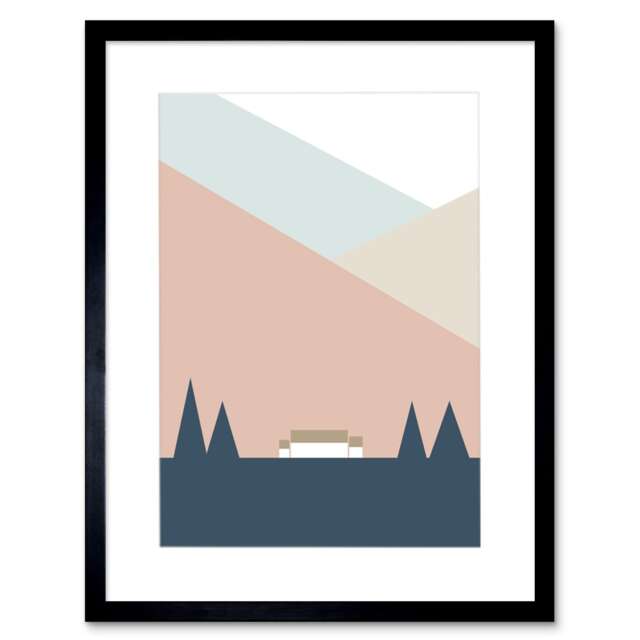 Pastel Geometric Shapes Scotland Scottish Highland Croft Home Framed Wall Art Print