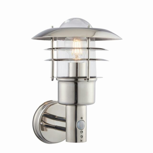 Dexter 1 Light Outdoor Wall Polished Stainless Steel, Glass IP44, E27