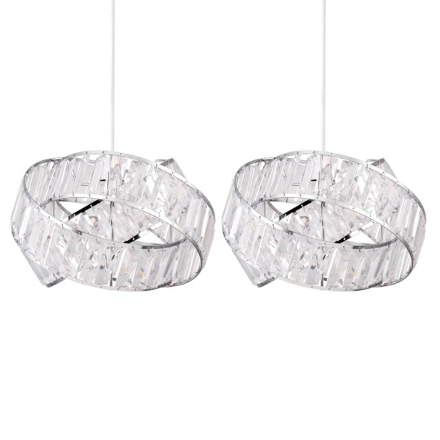 Set of 2 Clear Jewelled Layered Twist Ceiling Light Shades Clear Chrome Medium 2