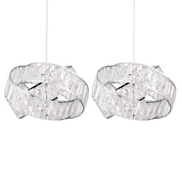 Set of 2 Clear Jewelled Layered Twist Ceiling Light Shades Clear Chrome Medium 2