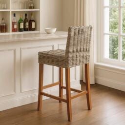 Java Natural Rattan Bar Chair Grey