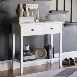 Vida Designs Windsor 2 Drawer Console Table With Shelf, White
