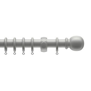 28mm Wooden Grey Curtain Pole Set 85cm Grey Grey