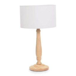 ValueLights Victoria Light Wood Table Lamp White Shade and Bulb