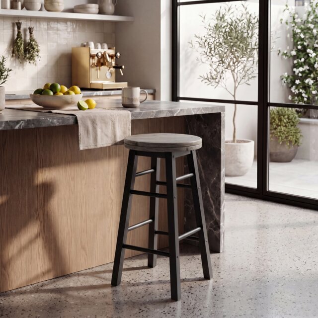 Chef Vida Wooden Revolving Bar Stool, Black