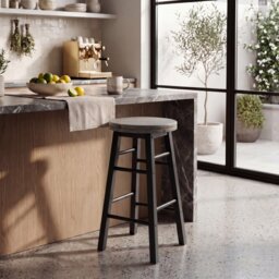 Chef Vida Wooden Revolving Bar Stool, Black