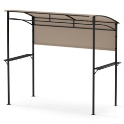 COSTWAY 239 x 108 cm Gazebo Outdoor Patio Grill Canopy Brown
