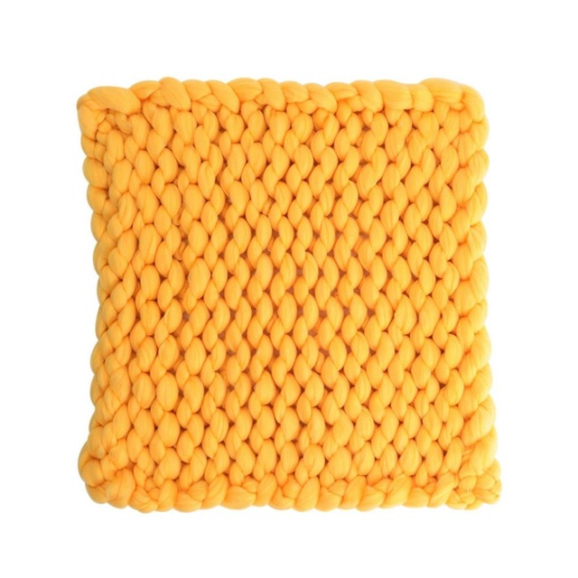 Living and Home Handwoven Chunky Knit Throw Blanket, Yellow