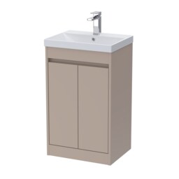 Balterley Chartley Contemporary Floor Standing 2 Door Vanity Basin Unit, Thin-Edge Basin, 500mm, Taupe