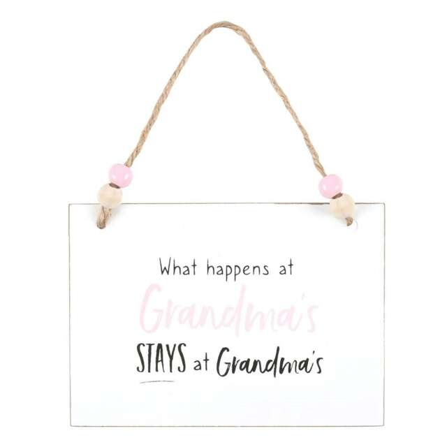 Something Different What Happens At Grandma´s Hanging Sign - White/Pink/Black - One Size