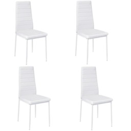Living and Home Set of 4 Faux Leather High Back Dining Chairs - White