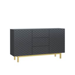 Grey Sideboard 140cm – Diamond Pattern Fronts with Gold Legs Grey 140