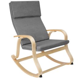 Rocking Chair Roca - with armrests, comfortable padding and floor protectors Grey light grey One Size 1