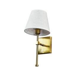 Horrace - Satin Brass Rechargeable Wall Light with Linen Shade