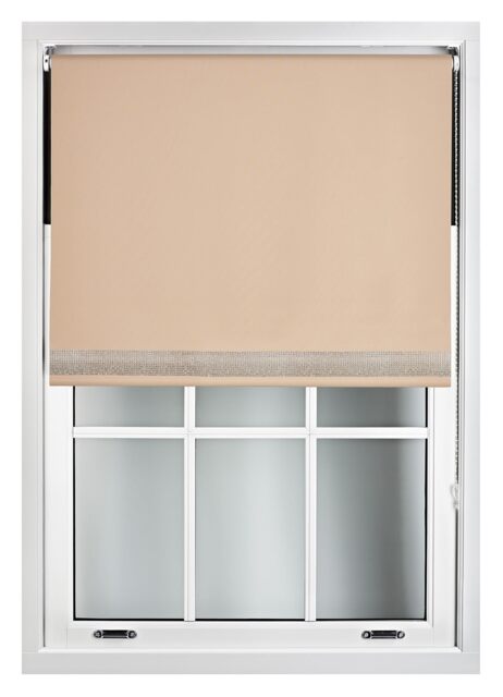 FURNISHED Thermal Blackout Roller Blinds with Diamante Edge Made to Measure Window Shade Brown Cappuccino (W) 120cm x (L) 210cm