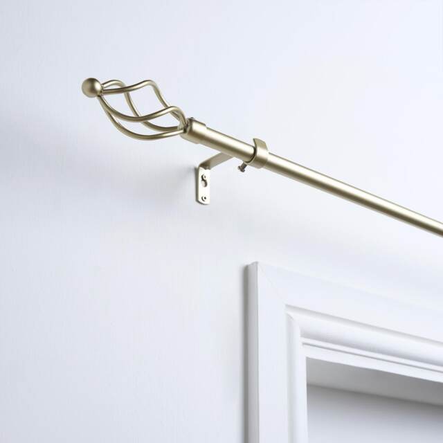 OHS Curtain Pole Extendable 16mm Metal Finnials Twist End Rod 70-120cm Bronze