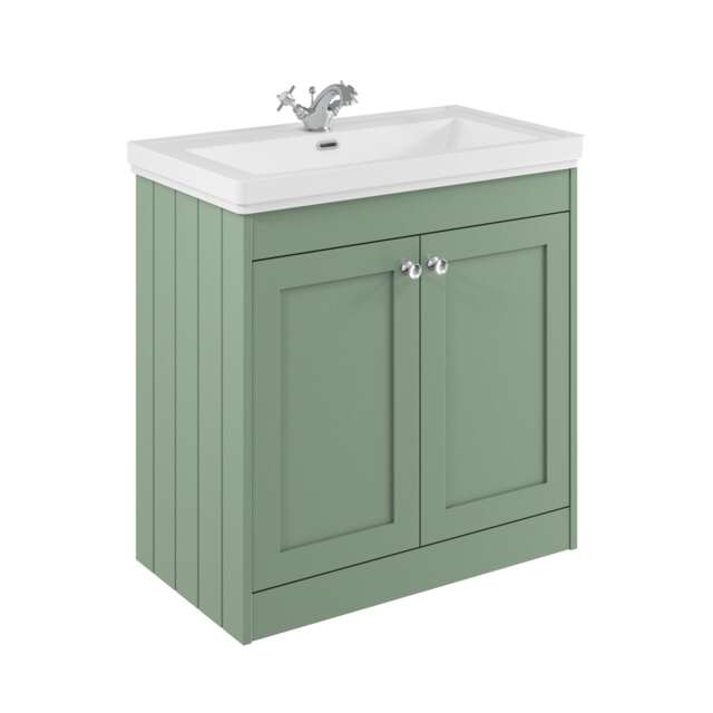 Balterley Floor Standing 2 Door Unit with Classic Basin 1 Tap Hole Green 800 x 800 x 453mm