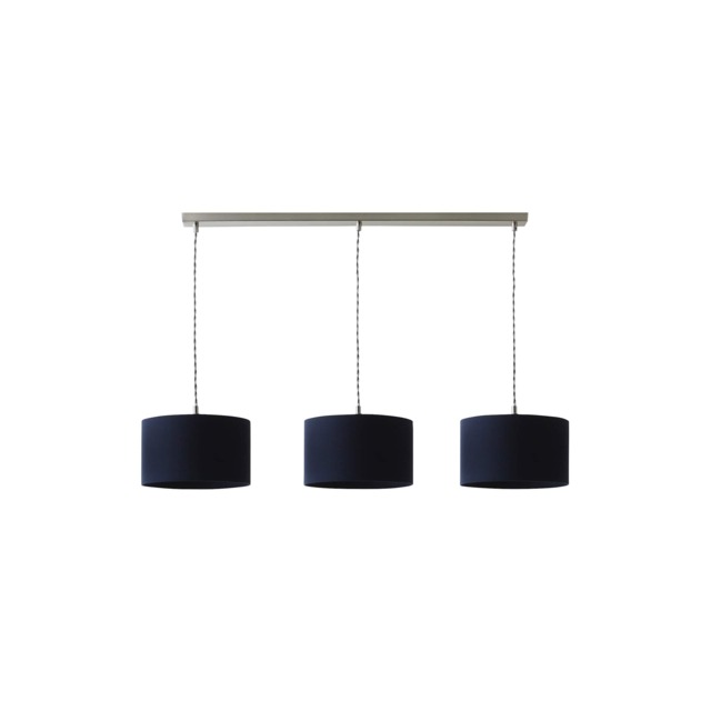 ValueLights Shaw Brushed Chrome 3 Bar Ceiling Pendant Grey Chrome Shades