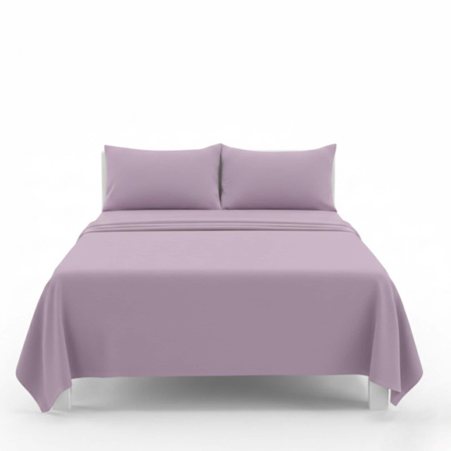 Easy Care Flat Bed Sheet Polycotton Durable Low Maintenance Bedding Purple Lilac