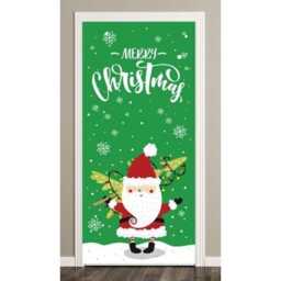 Santa With Tree Christmas Door Cover PVC Party Sign Decoration 66cm x 152cm