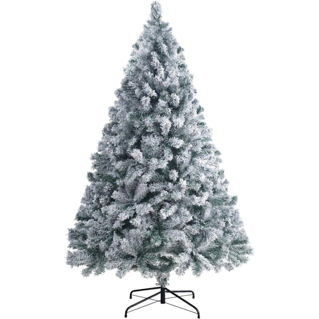 6ft Snow Flocked Artificial Christmas Tree Realistic White Pine Stand
