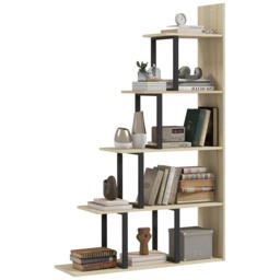 HOMCOM 5-Tier Ladder Shelf Display Plant Stand Home Office Ladder Brown