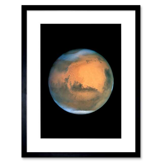 "Hubble Space Mars Near Opposition 2001 Dust Storm 9x7"" Black Framed Wall Art Print"
