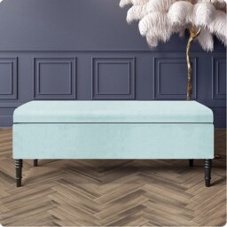 Paris Plain 90cm Ottoman Storage Bench - Plush Velvet Shoe Bench - White Upholstery Footstool with Storage