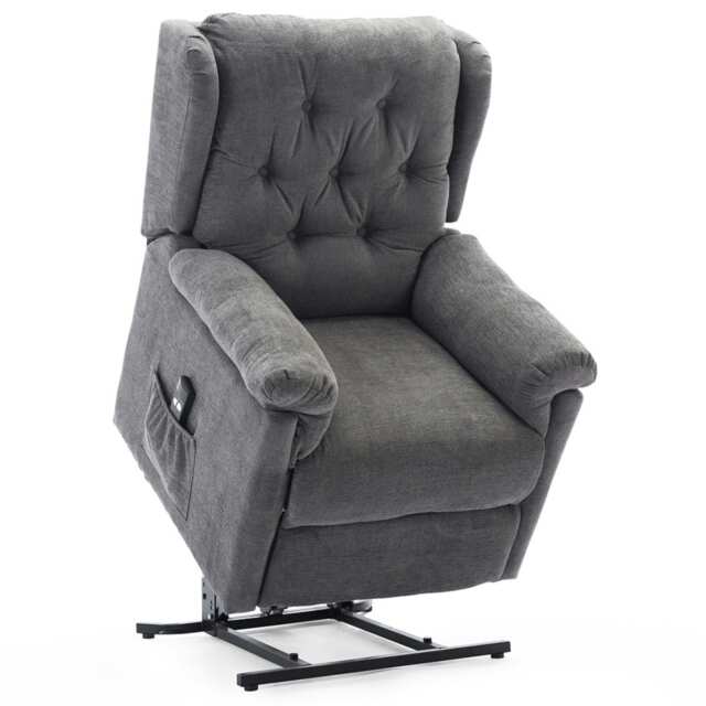 Barnsley Fabric Electric Single Motor Rise Recliner Mobility Armchair (Charcoal)