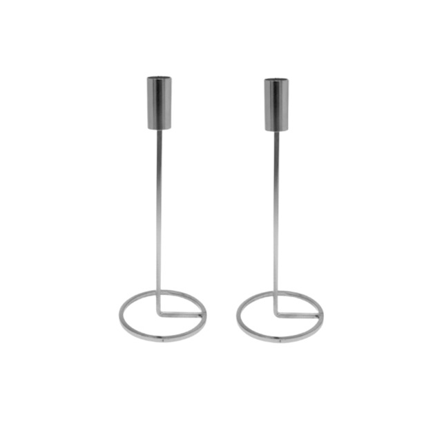 Metal Candlestick Taper Candle Holder Stand Home Decor Wedding Table Centrepiece Multi 2x Silver 25cm