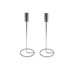 Metal Candlestick Taper Candle Holder Stand Home Decor Wedding Table Centrepiece Multi 2x Silver 25cm