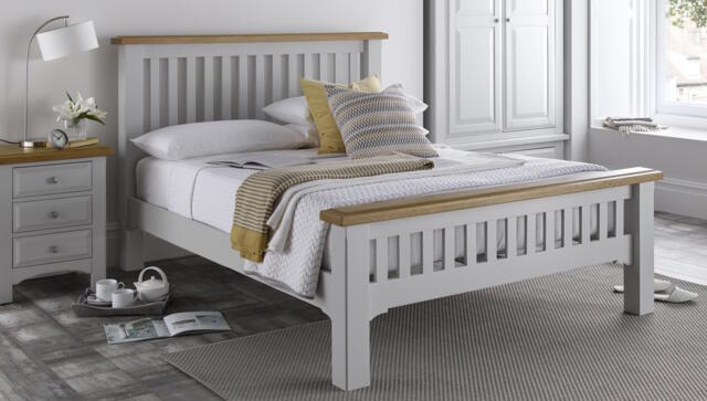 5ft King Size Real oak & Light Grey Solid,strong,wood bed frame.Wooden bedstead
