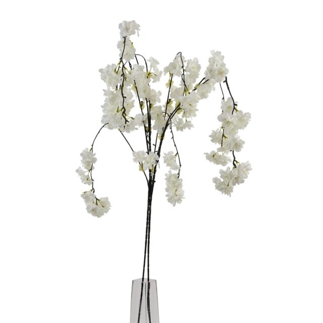Hill Interiors Cherry Blossom Artificial Flower - White - 100cm x 6cm x 8cm