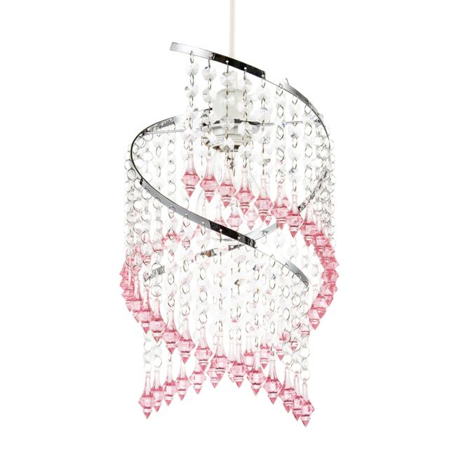 Modern Spiral Waterfall Pendant Shade with Pink and Clear Acrylic