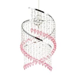 Modern Spiral Waterfall Pendant Shade with Pink and Clear Acrylic