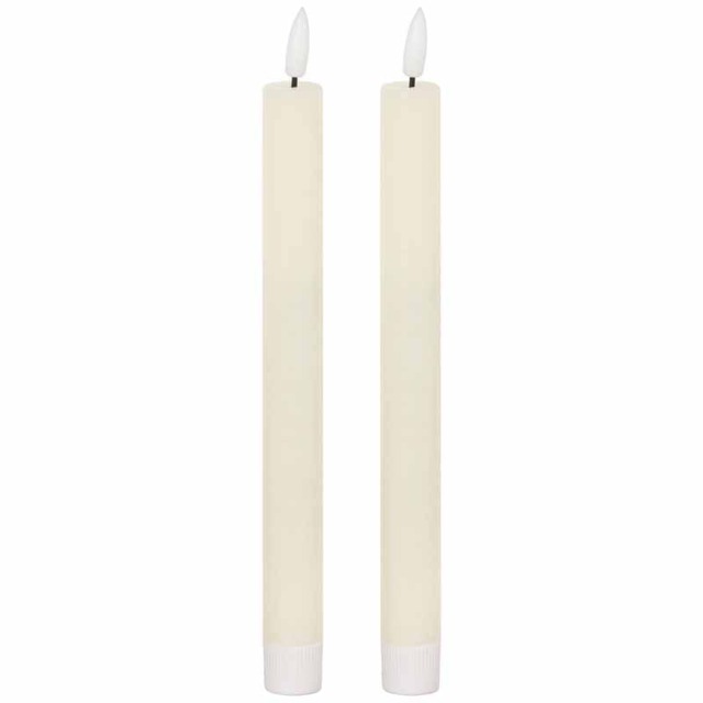Luxe Collection Natural Glow S/ 2 Ivory LED Dinner Candles - L2 x W2 x H25 cm