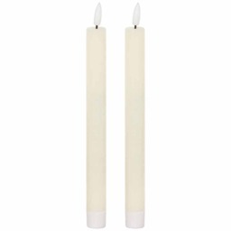 Luxe Collection Natural Glow S/ 2 Ivory LED Dinner Candles - L2 x W2 x H25 cm