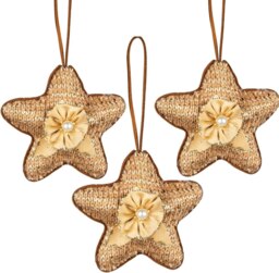 Gold Jute star 12cm - Christmas Tree Hanging Decorations Ornaments Themed,3pcs