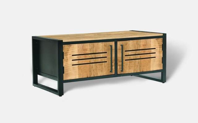 Frais Range Coffee Table - Mango Wood - L50 x W100 x H40 cm - PP Sawn Finish - Assembly Required Brown