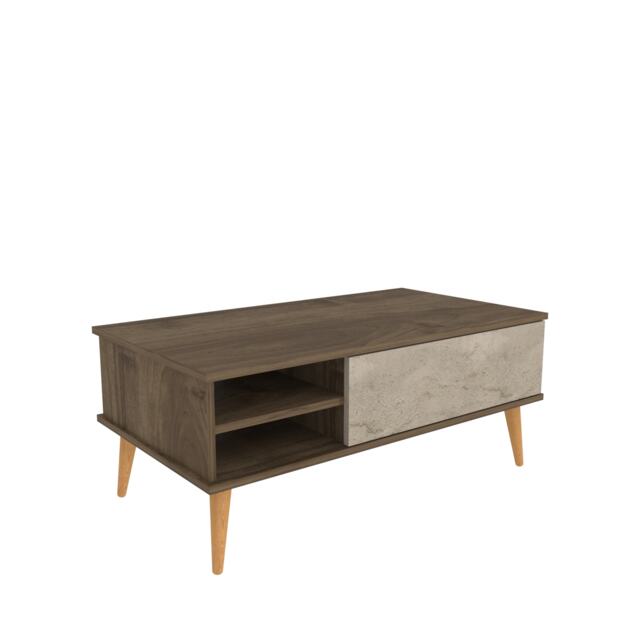 Decorotika Como Coffee Table with Open Shelves and Cabinet - 110 cm W x 46 cm H x 60 cm D